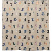 Grappige Katten & Messen Douchegordijn (Voorkant)