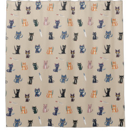 Grappige Katten & Messen Douchegordijn