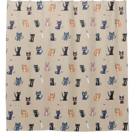 Grappige Katten & Messen Douchegordijn (Voorkant)