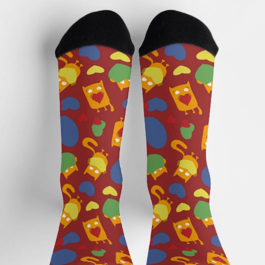 Grappige katten met harten. sokken (Top)