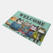Grappige katten met kleding welkom deurmat (Schuin)