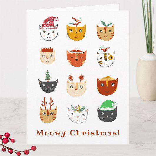Grappige Katten Miauwende Kerst Vakantie Kaart