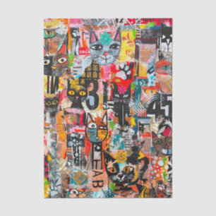 Grappige Katten Mixed Media Papier Kunst Keukenhan