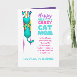 Grappige KATTEN MOM Verjaardag Vrouw Van De Man Kaart