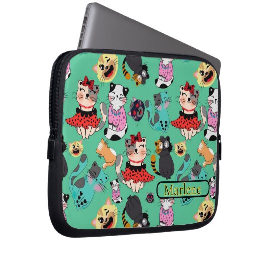 Grappige Katten Monogramed Electronics Bag Laptop Sleeve (Voorkant Rechts)