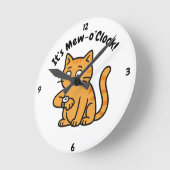 Grappige katten muurklok – "Het is Mieuw-uur!" Des Ronde Klok (Hoek)