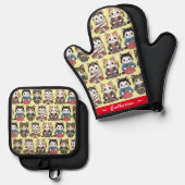 Grappige Katten Nationale Kostuum (gepersonaliseer Ovenwant & Pannenlap Set (Voorkant / Achterkant)