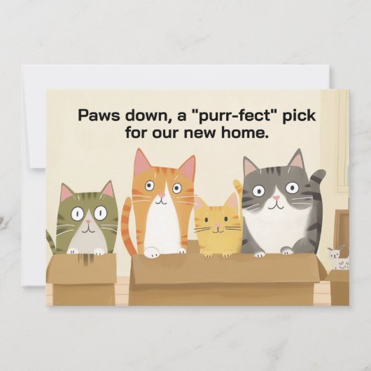 Grappige katten nieuwe huis bewegende aankondiging (Voorkant)