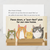Grappige katten nieuwe huis bewegende aankondiging (Voorkant / Achterkant)