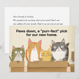 Grappige katten nieuwe huis bewegende aankondiging