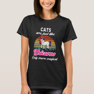 Grappige katten ontwerp retro eenhoorn vintage zon t-shirt
