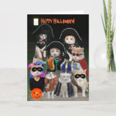 Grappige katten op Halloween Kaart (Voorkant)