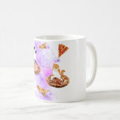 Grappige katten paardrijden pizza op de ruimte koffiemok (Voorkant rechts)