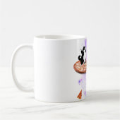 Grappige katten paardrijden pizza op de ruimte koffiemok (Links)