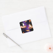 Grappige katten paardrijden pizza op de ruimte vierkante sticker (Envelop)