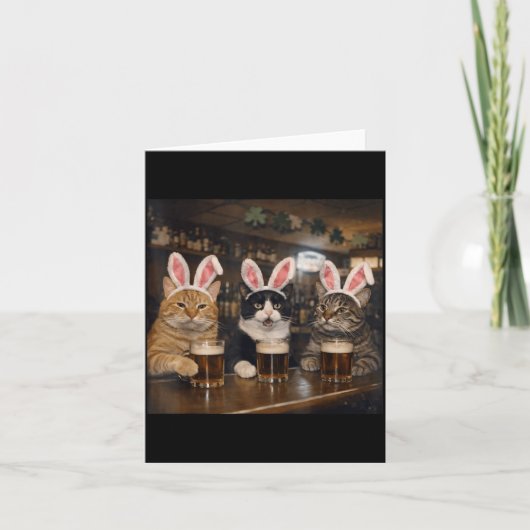Grappige katten Pasen dag ontwerp mannen vrouwen Kaart (Voorkant)