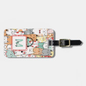 Grappige Katten Pastel Naam Kleurrijk Monogram Adr Bagagelabel (Voorkant horizontaal)