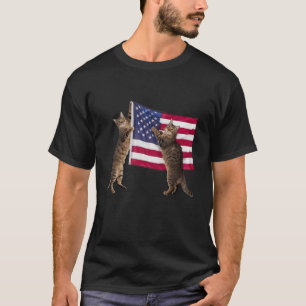 Grappige Katten Patriottisch 4 juli Vlag van de VS T-shirt
