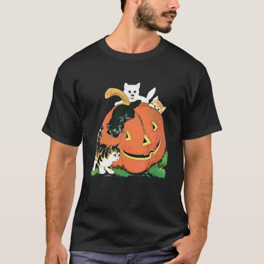 Grappige katten Pompoen Jack-O-Lantern Griezelig S T-shirt (Voorkant)