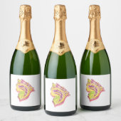 Grappige Katten Ras Mandala Hoofd Gift Ideeën Sparkling Wijnetiket (Flessen)