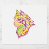 Grappige Katten Ras Mandala Hoofd Gift Ideeën Sparkling Wijnetiket (Enkel label)