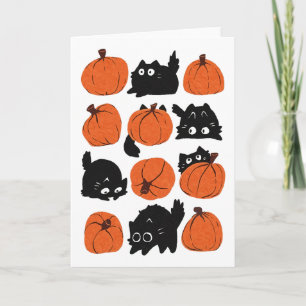 Grappige Katten Retro Groovy Pompoen Halloween Tha Kaart