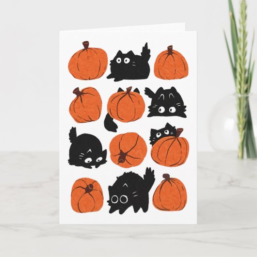 Grappige Katten Retro Groovy Pompoen Halloween Tha Kaart (Voorkant)