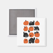 Grappige Katten Retro Groovy Pompoen Halloween Tha Magneet (Voorkant / Achterkant)