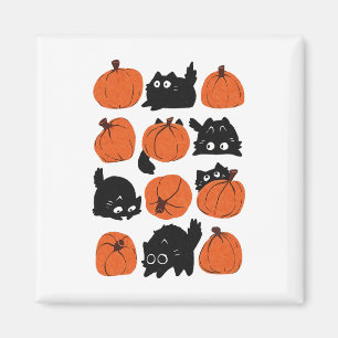 Grappige Katten Retro Groovy Pompoen Halloween Tha Magneet
