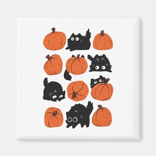 Grappige Katten Retro Groovy Pompoen Halloween Tha Magneet (Voorkant)