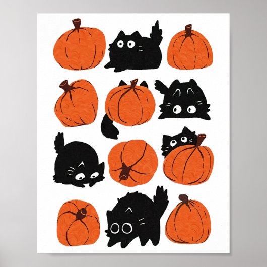 Grappige Katten Retro Groovy Pompoen Halloween Tha Poster (Voorkant)