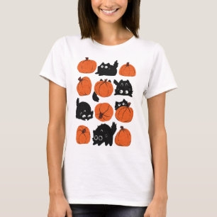 Grappige Katten Retro Groovy Pompoen Halloween Tha T-shirt