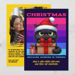 Grappige Katten Retro Kerst Foto Feestdagenkaart