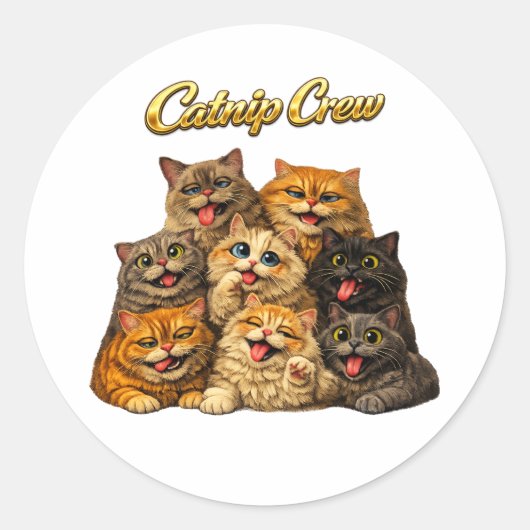 Grappige katten ronde sticker (Voorkant)