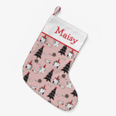 Grappige Katten Roze en Wit Kleine Kerstsok (Voorkant (Hangend))