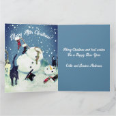 Grappige Katten Sneeuwman Chaos Custom Gift Bag Kaart (Binnen)