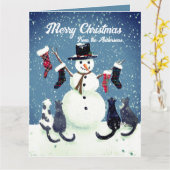 Grappige Katten Sneeuwman Chaos Custom Gift Bag Kaart (Gele Bloem)