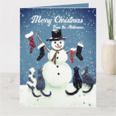 Grappige Katten Sneeuwman Chaos Custom Gift Bag Kaart (Voorkant)