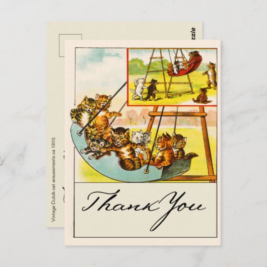 Grappige katten spelen op speelplaats schommel dan briefkaart (Voorkant / Achterkant)