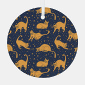 Grappige katten, sterren, ruimte patroon. glas ornament (Achterkant)
