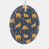 Grappige katten, sterren, ruimte patroon. glas ornament (Voorkant Rechts)