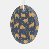 Grappige katten, sterren, ruimte patroon. glas ornament (Voorkant links)