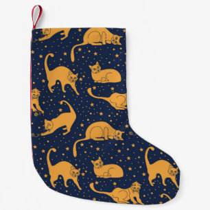 Grappige katten, sterren, ruimte patroon. kleine kerstsok