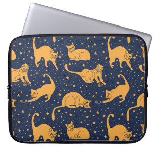 Grappige katten, sterren, ruimte patroon. laptop sleeve