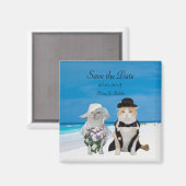 Grappige Katten Strand Bruiloft Save the Date Magneet (Voorkant / Achterkant)