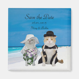Grappige Katten Strand Bruiloft Save the Date Magneet
