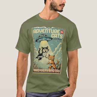 Grappige katten stripboek alien ontvoering science t-shirt