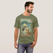 Grappige katten stripboek alien ontvoering science t-shirt (Voorkant volledig)