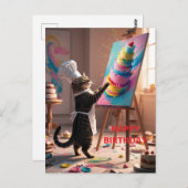 Grappige katten taart gefeliciteerd verjaardagskaa briefkaart (Voorkant / Achterkant)