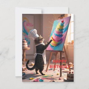 Grappige katten taart gefeliciteerd verjaardagskaa briefkaart